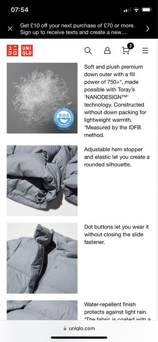 Uniqlo XS кокон куртка пуховик демісезонна