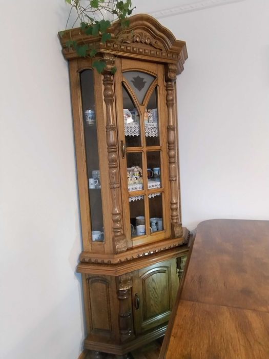 Witryna komoda narożna dębowa Kalwaria Zebrzydowska meble retro