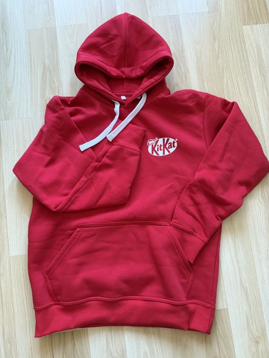 Nowa czerwona bluza z kapturem, kangur, KitKat, r. M