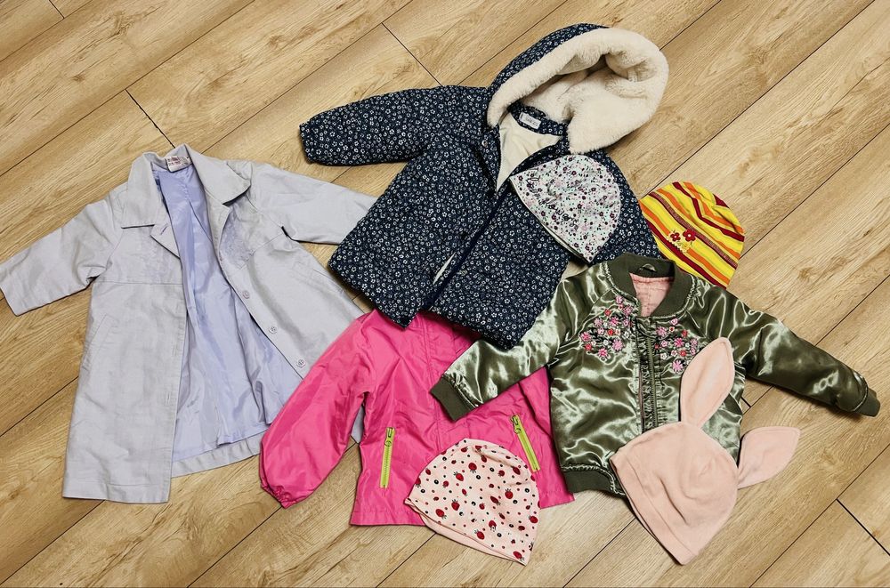 Kurtka zimowa jesienne płaszcz czapki paka dziewczynka 80/ 86/92