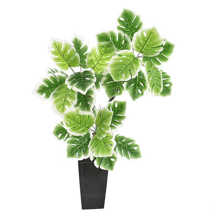 Monstera rododendron sztuczne kwiaty donica kompozycja liście prezent