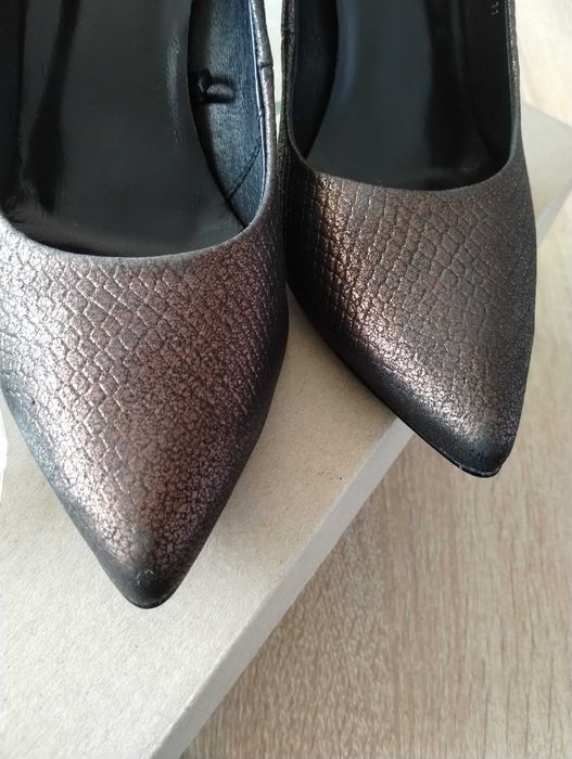 Szpilki czółenka damskie skórzane eleganckie brązowe 40 quazi