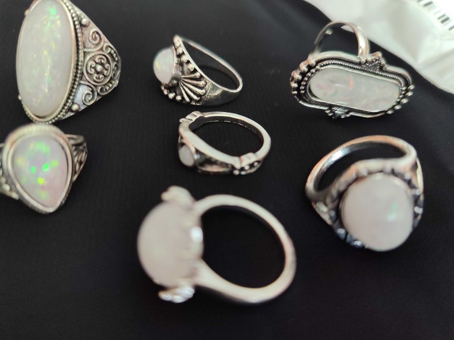 Набір каблучок 7 шт біжутерія, кольца набор 219грн исск. білий опал