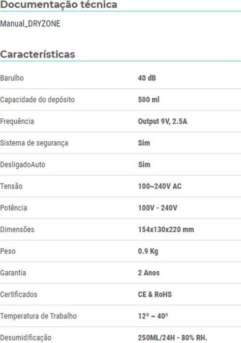 Mini Desumidificador 500ml novo