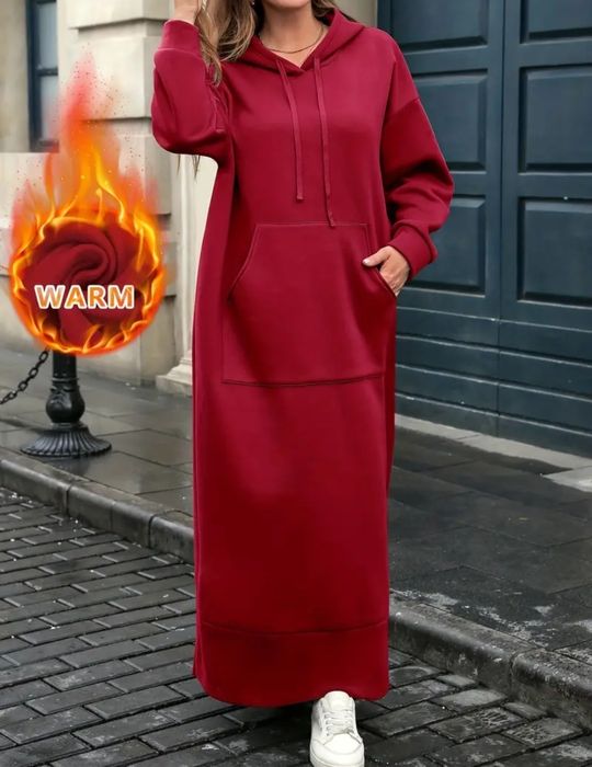 Жіноча тепла сукня- худі с капюшоном великого розміру