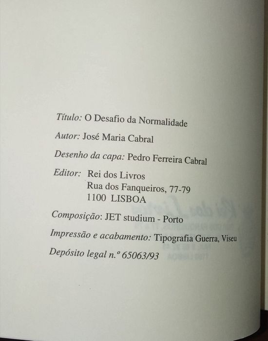 Desafio da Normalidade (Impressões do fim da vida)