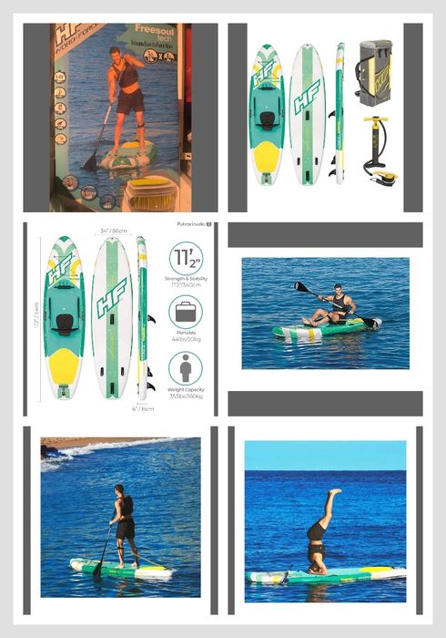 Prancha  insuflável 11'2 (340cm) Paddle Surf (SUP), Remo e Yoga