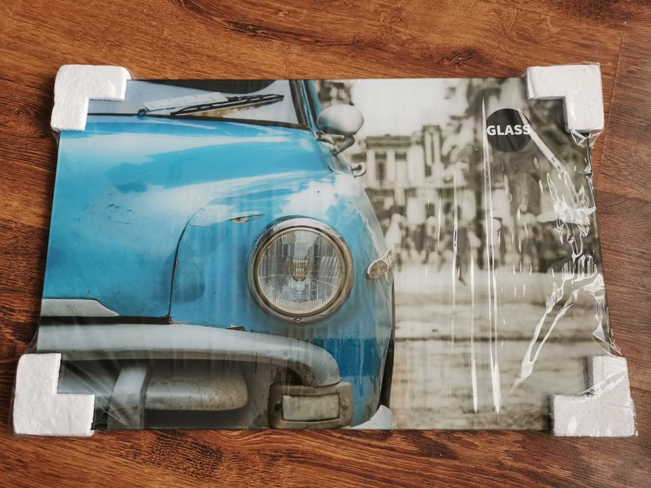 Auto samochód Obraz szklany dekoracja do pokoju chłopięcego 57x37 Nowy