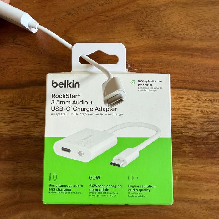 Adapter Belkin RockStar USB-C - 3.5mm Audio AUX + USB-C do ładowania
