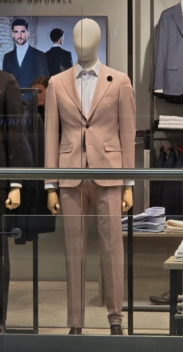 Garnitur Pudrowy Róż Slim Fit Borgio