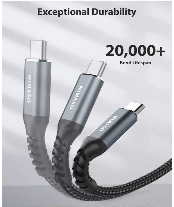 Kabel USB - USB C 2 sztuki 1m + 2M w oplocie NIMASO