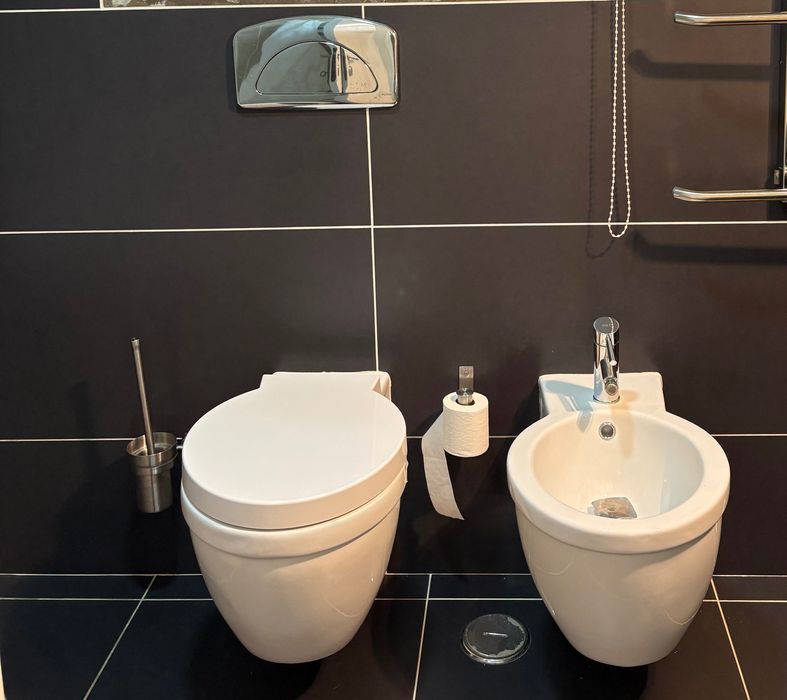 SANINDUSA WC + Bidé suspenso , sanito de cerâmica com assento em branco + Bidé suspenso
