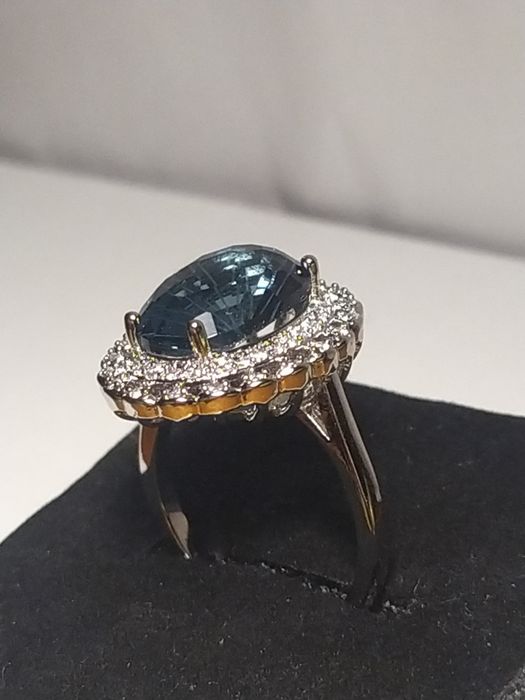 Nowy srebrny pierścionek naturalny topaz