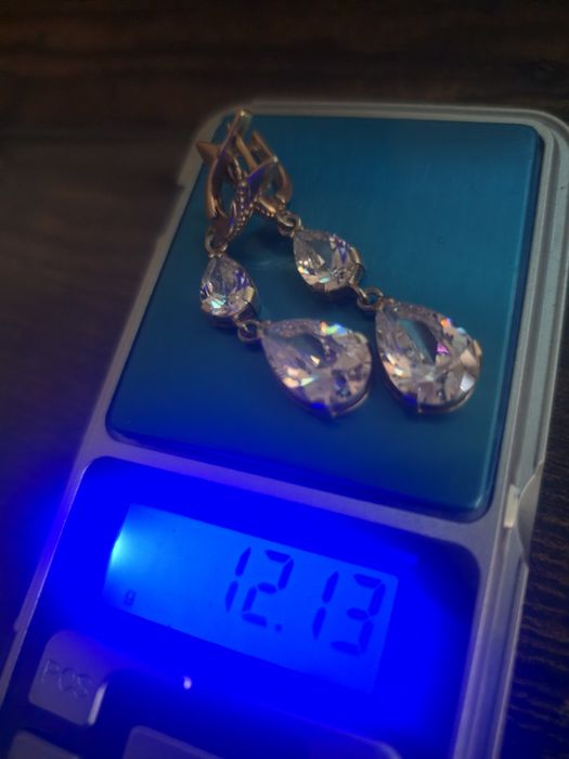Серьги серебряные с позолотой