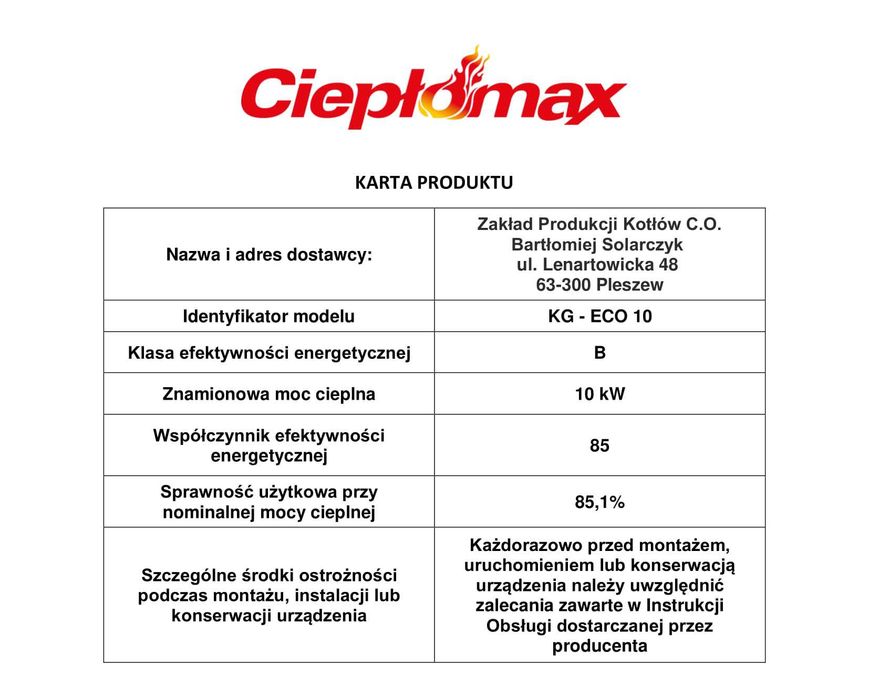 Kocioł 10kW z podajnikiem na ekogroszek kotły piec 90m2 Pleszew 5klasa