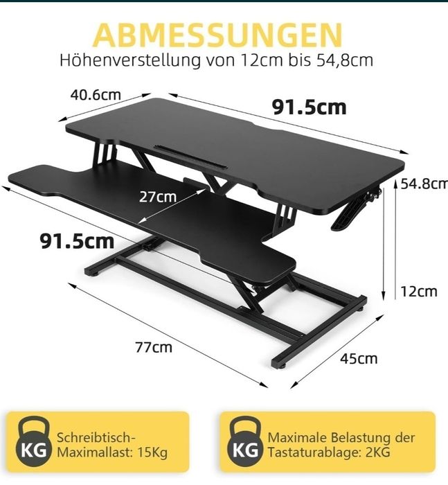 Stolik pod laptopa rozkładany 2 poziomy siłownik nadstawka na biurko