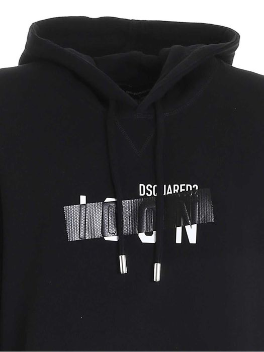 Dsquared2 bluza z kapturem Tape Hoodie czarna oryginal rozmiar M/L