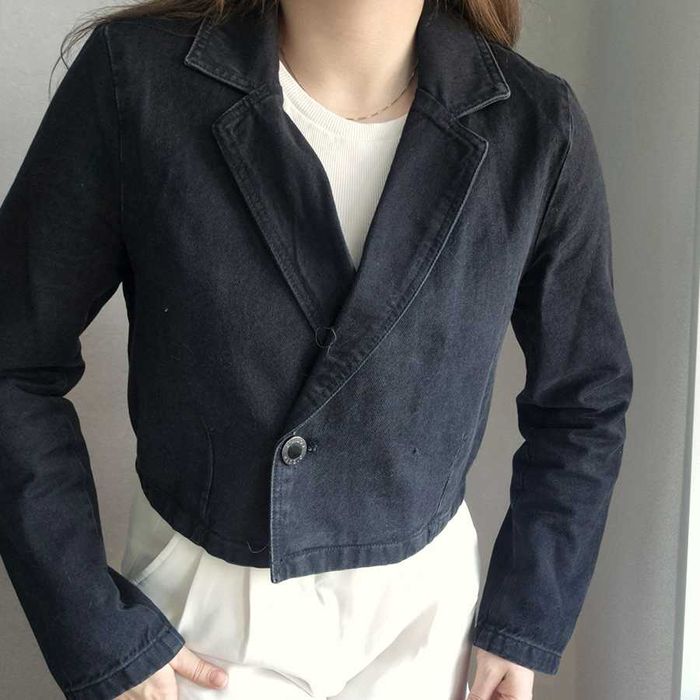 Джинсовка укорочена чорна COLINS