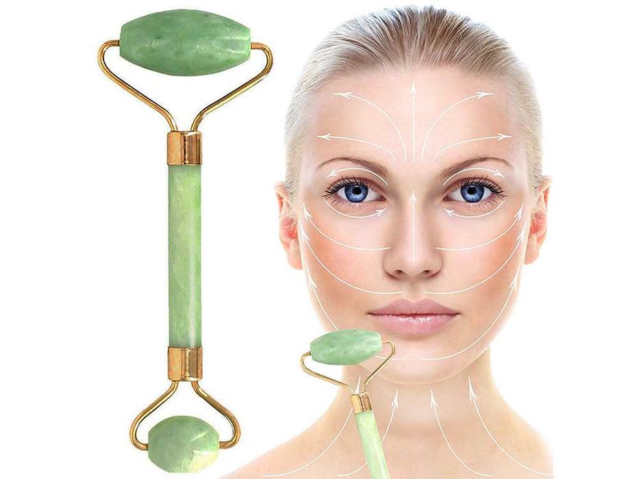 Masażer do TWARZY Z JADEITU Roller JADEITOWY WAŁEK Kamień Młodości