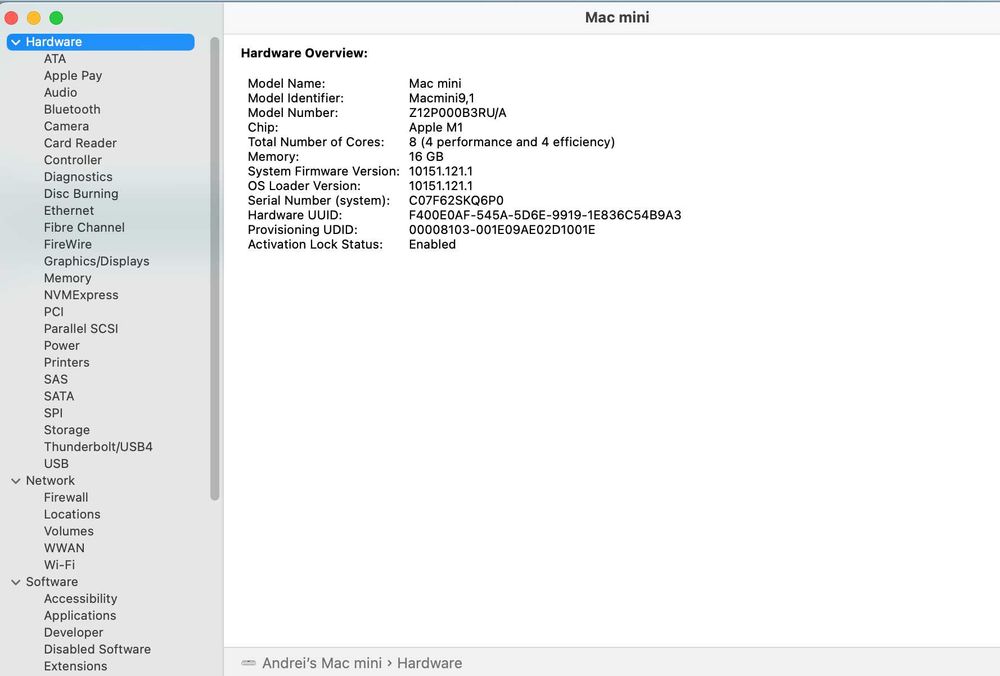 Mac Mini M1 2020 16/1TB