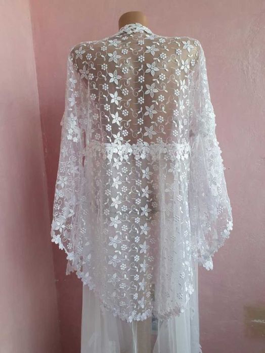 Весільна , мереживна накидка кімоно