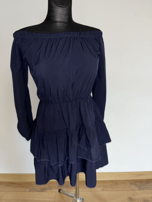 Sukienka grantowa hiszpanka falbani oversize