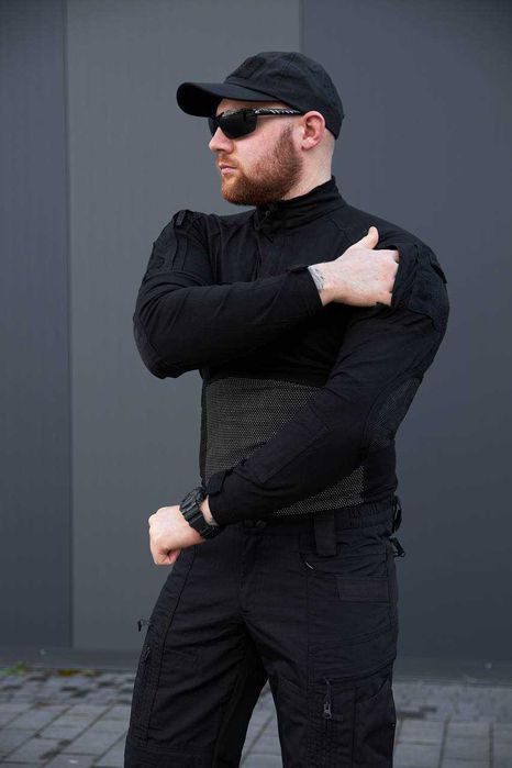 Тактична військова чоловіча бойова сорочка убакс Tactical Чорний S-3XL