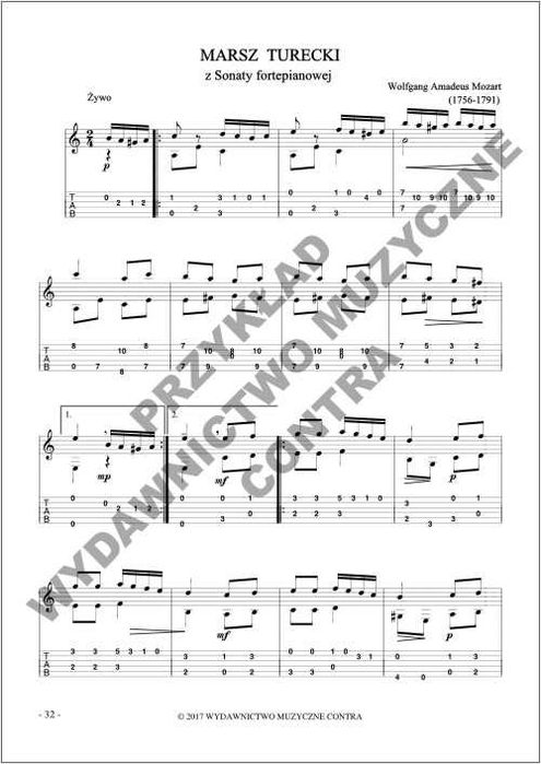 Łatwy Klasycyzm na gitarę fingerpicking (nuty + tabulatury)