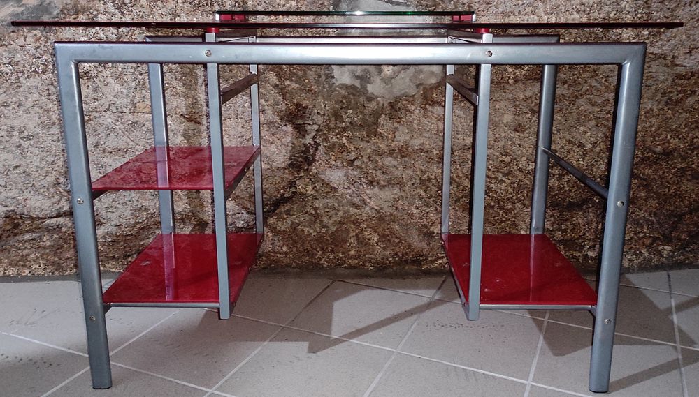 Secretária de Vidro Temperado Vermelho