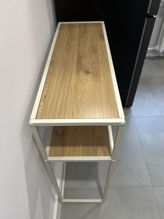 Konsola do przedpokoju podwójna drewniane półki stolik  NOWA