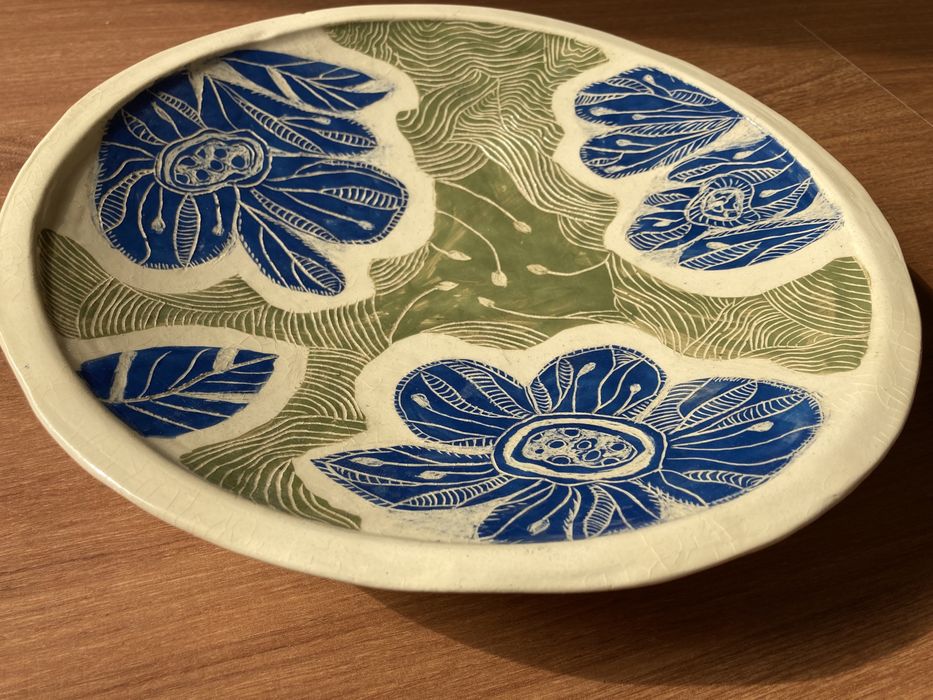 Duża patera, ceramika, rękodzieło, handmade