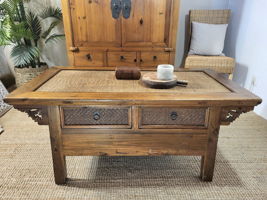 mesa, centro,  apoio  verga  oriental,  asiático,  rustico