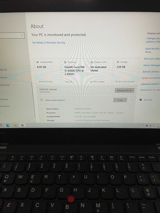 portátil Lenovo ThinkPad T470 em bom estado geral