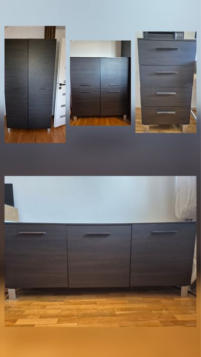 Zestaw mebli pokojowych BRW szafa 2xkomoda jamnik kolor venge