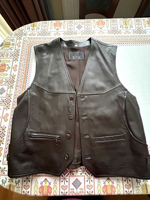 Kamizelka męska z naturalnej skóry brązowa!