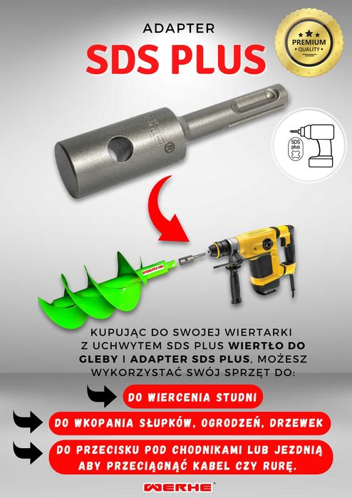 Adapter Plus wiertnica świder gleba studnia słupki