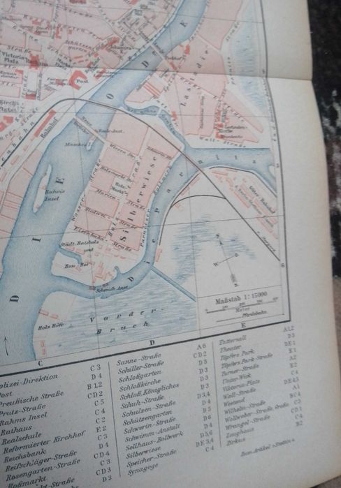Szczecin  oryginalny XIX w. plan miasta z indeksem ulic do aranżacji