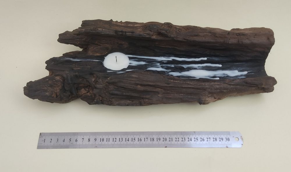Vela decorativa de madeira driftwood