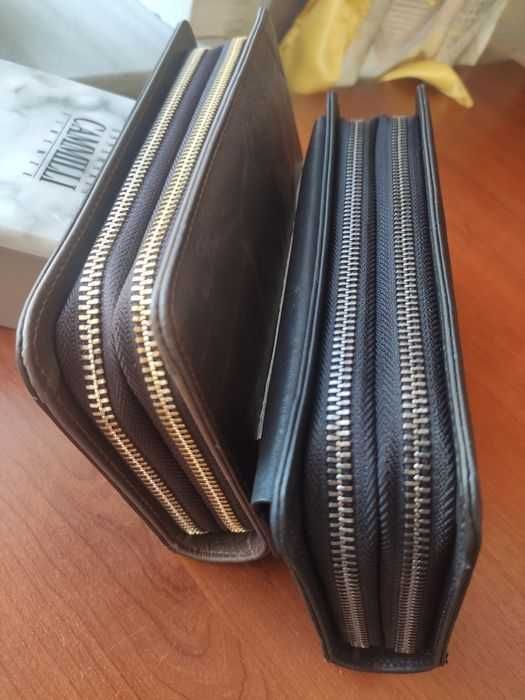 Кожаная мужская Барсетка. Портмоне.Цвет- Dark Coffee и Черный