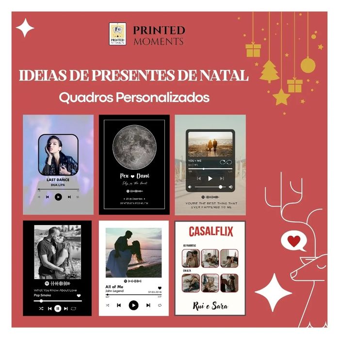 Quadros presente natal decorativos Spotify mapa estrelas fotos