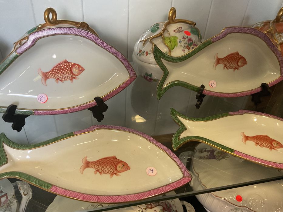 Vista alegre pratos em forma de peixe porcelana museu national