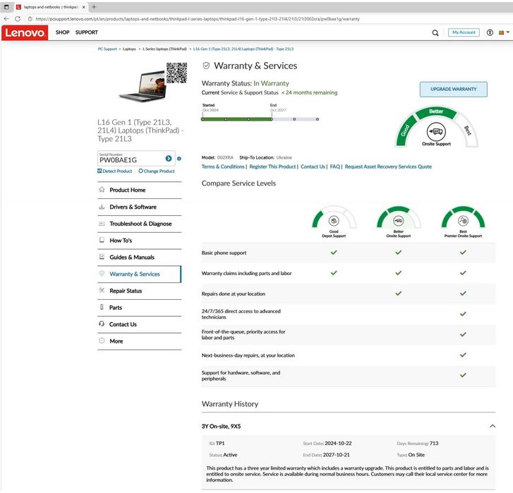 Lenovo ThinkPad L16 32Gb/1Tb/Ultra 7 155U/Garantia Out 2027/EN/RU/UA