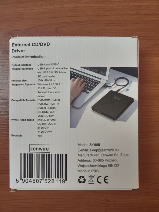 Przenośny napęd CD/DVD
