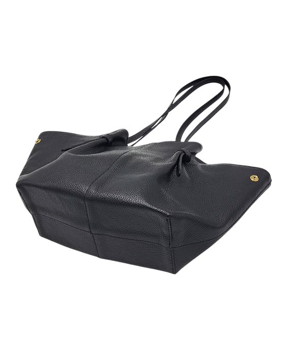 Torebka damska shopper naturalna skóra czarna