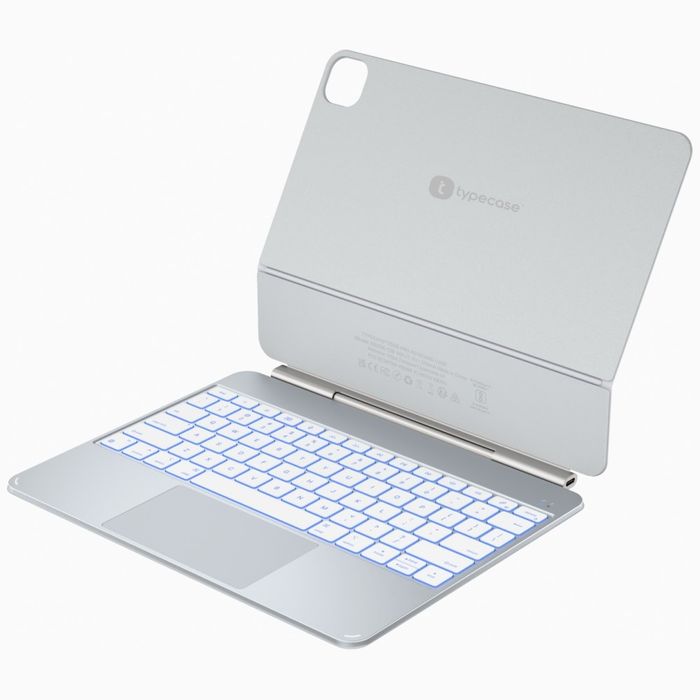 Etui Typecase Edge Pro z klawiaturą do iPad Air 13 M2 2024 / M3 2025 / M4 2026 srebrny