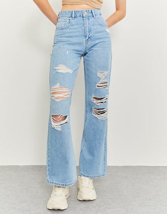 Spodnie jeansy Tally Weijl z przetarciami S 36 rozszerzone na dole