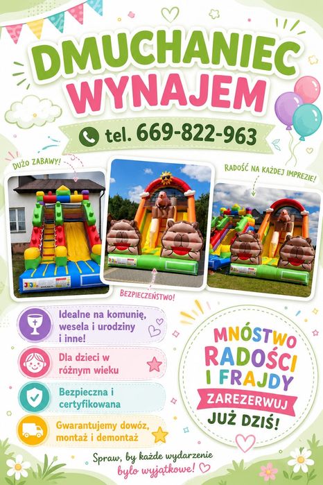 Wynajem dmuchańca na imprezy okolicznościowe