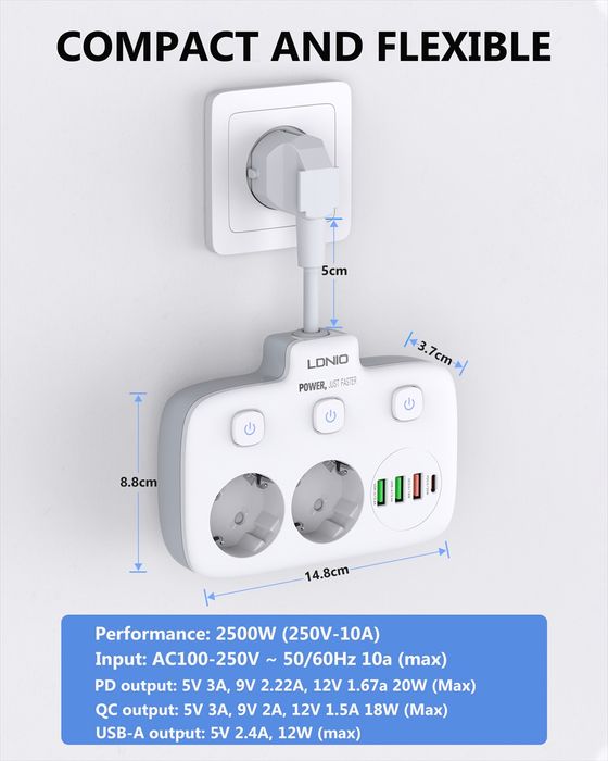 Удлинитель розетка usb - 6 в 1