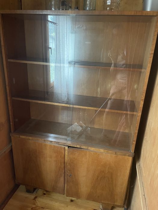 Biblioteczka gablota witryna z szybą szkłem vintage PRL antyk