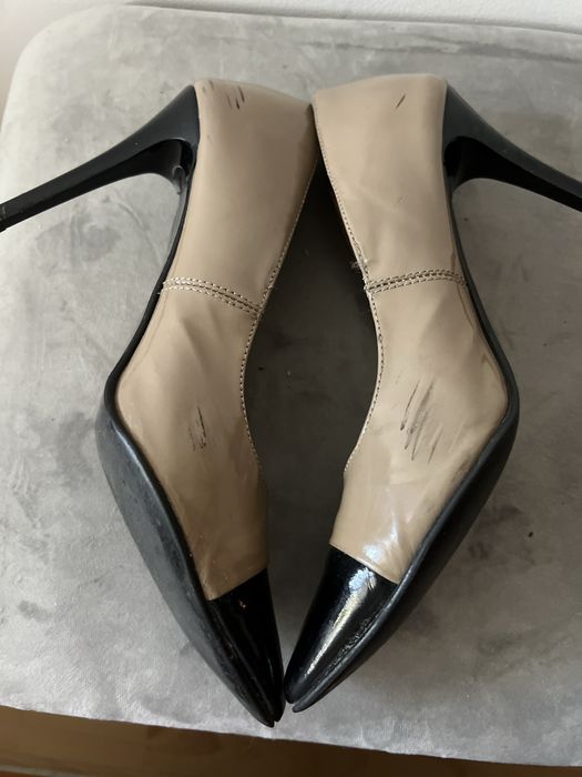 Czarno beżowe skórzane szpilki DSStudio roz. 39